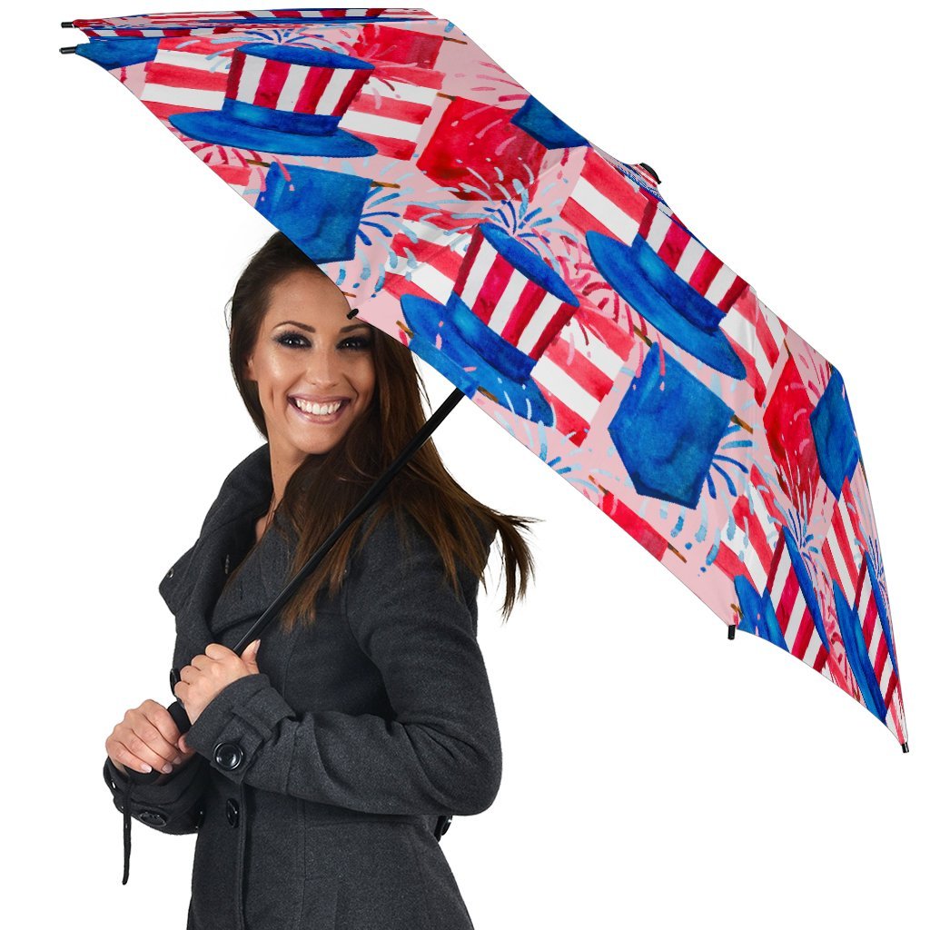 Pattern Print Uncle Sam Automatic Foldable Umbrella-grizzshop