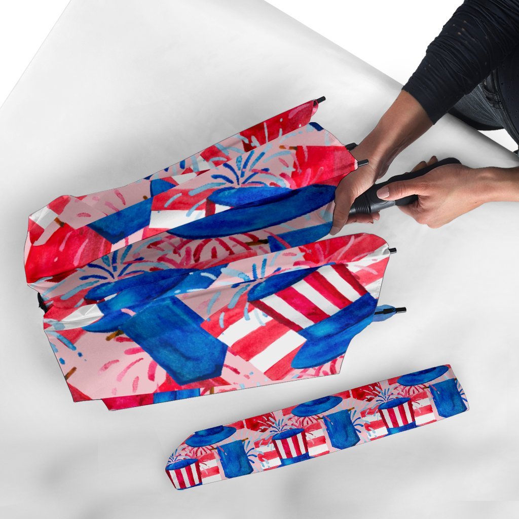 Pattern Print Uncle Sam Automatic Foldable Umbrella-grizzshop
