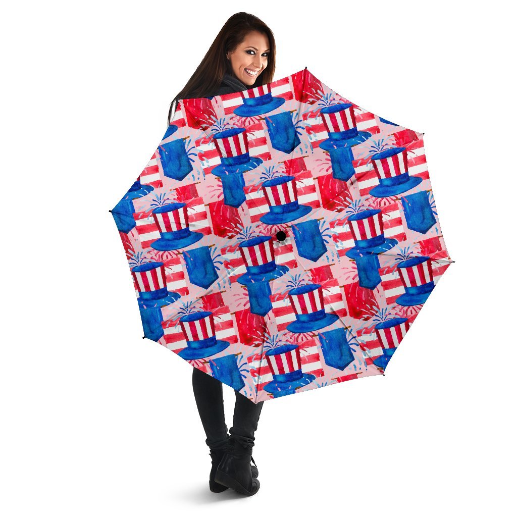 Pattern Print Uncle Sam Automatic Foldable Umbrella-grizzshop