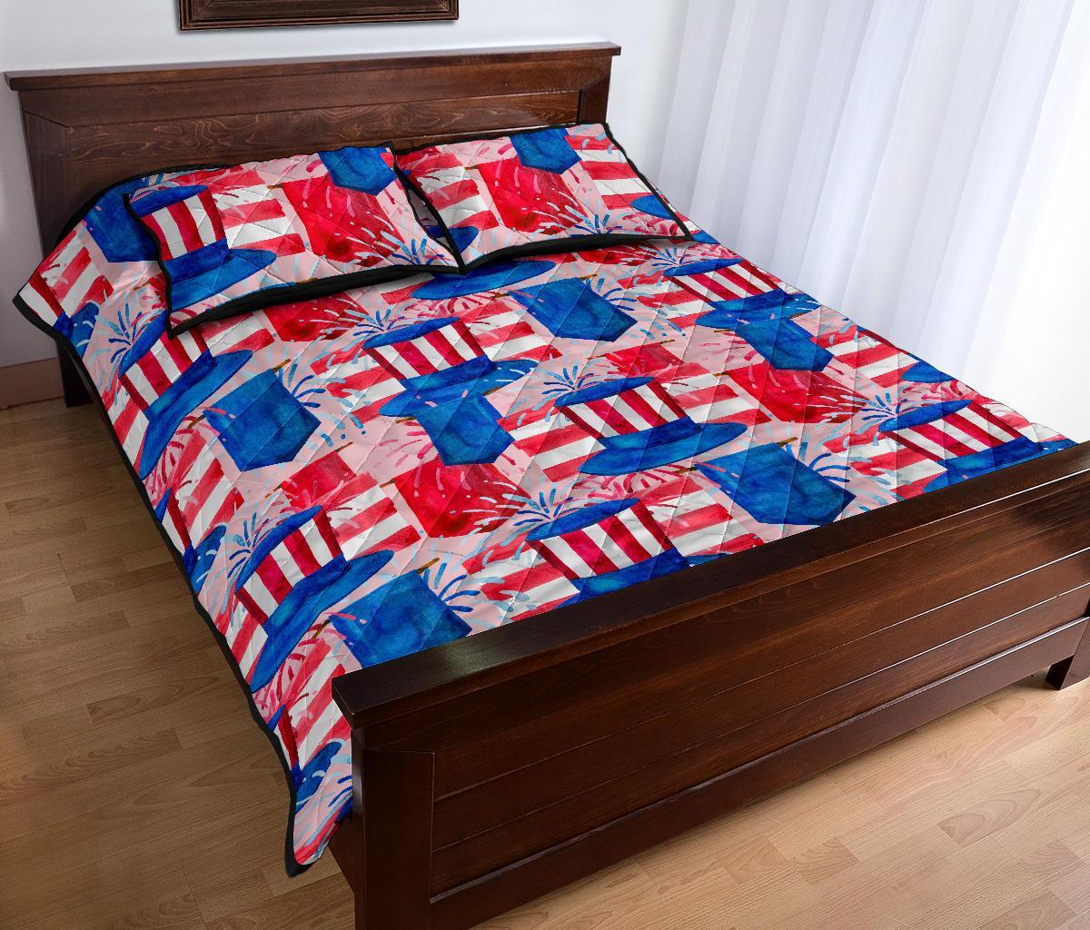 Pattern Print Uncle Sam Bed Set Quilt-grizzshop