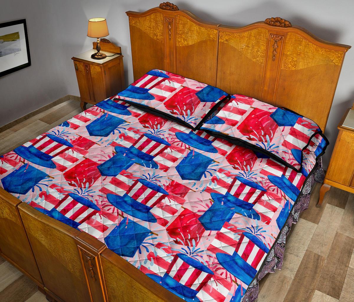 Pattern Print Uncle Sam Bed Set Quilt-grizzshop