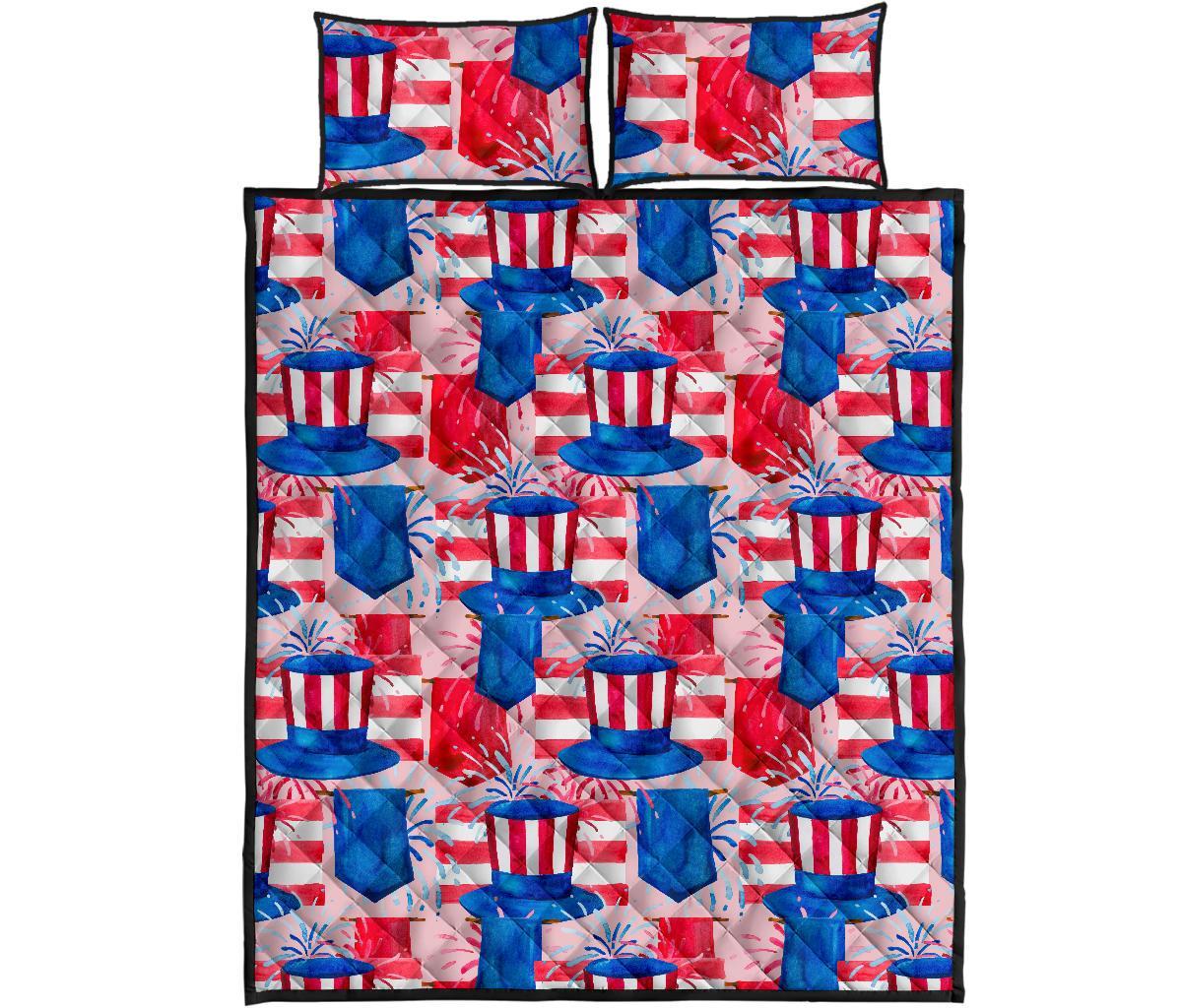 Pattern Print Uncle Sam Bed Set Quilt-grizzshop