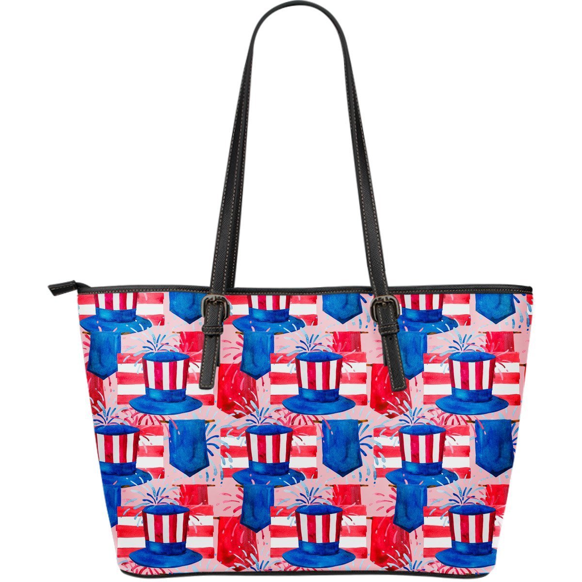 Pattern Print Uncle Sam Leather Tote Bag-grizzshop