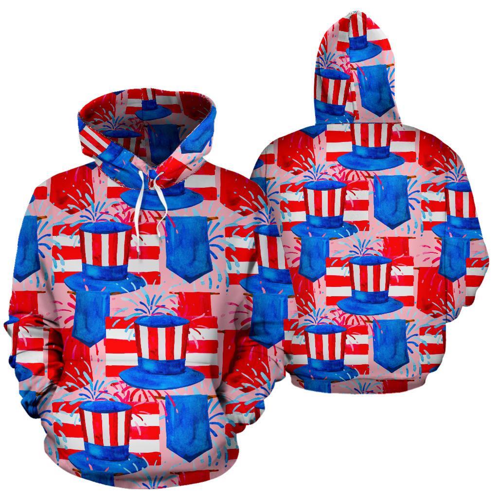 Pattern Print Uncle Sam Men Women Pullover Hoodie-grizzshop