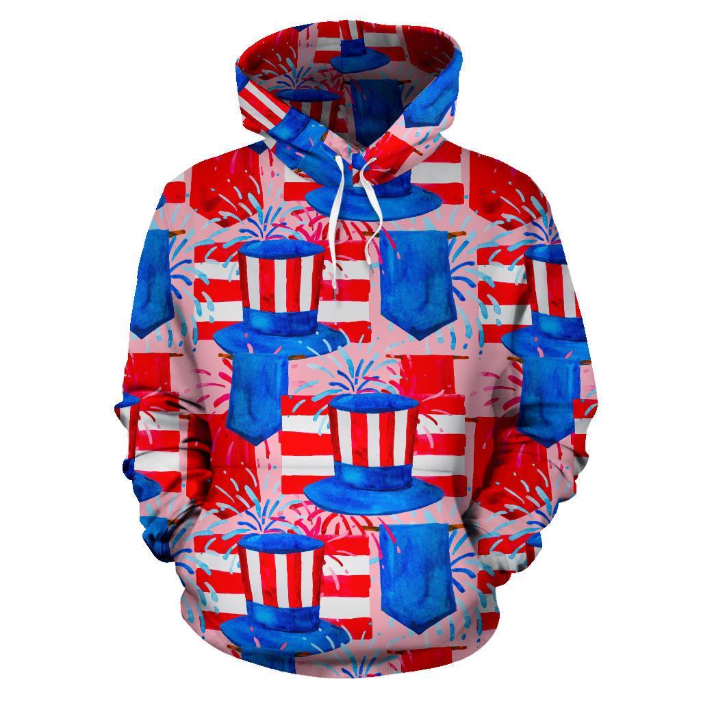 Pattern Print Uncle Sam Men Women Pullover Hoodie-grizzshop