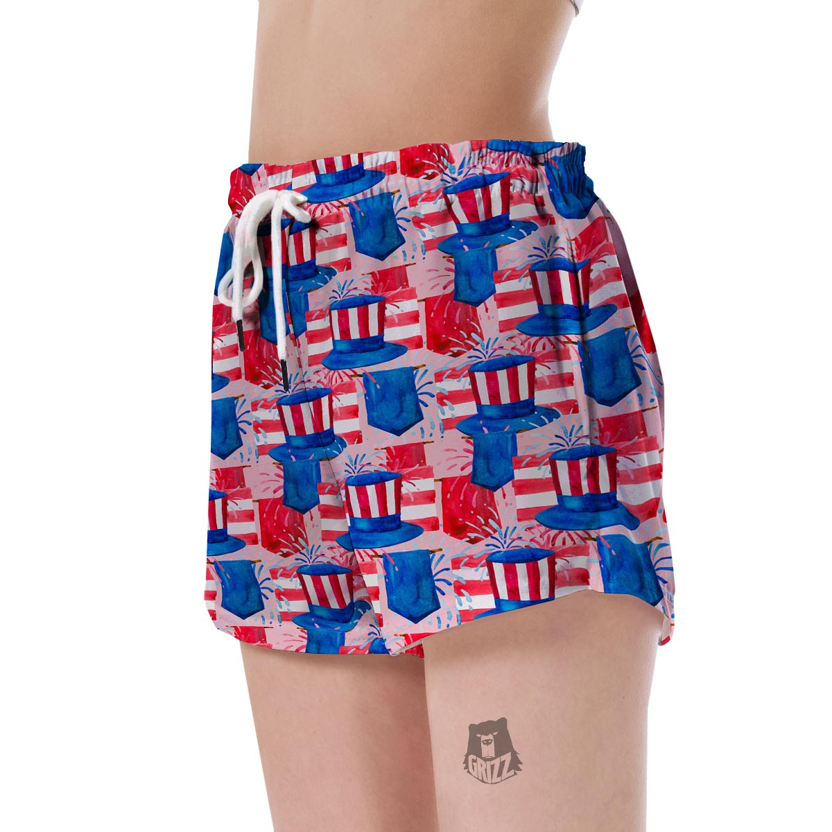 Pattern Print Uncle Sam Women's Shorts-grizzshop