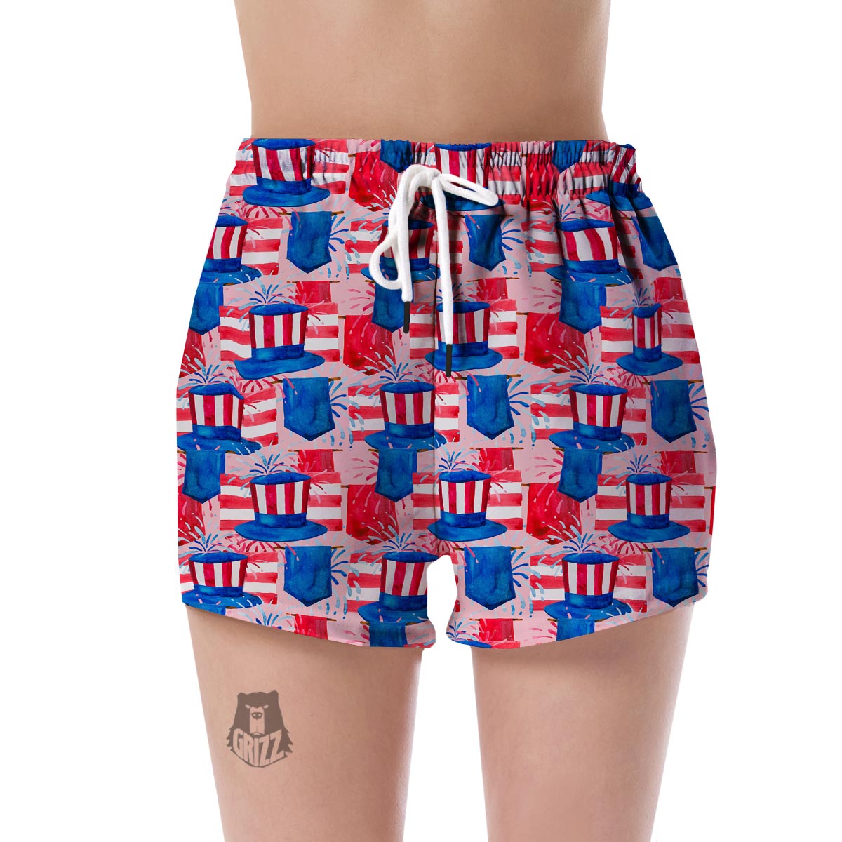 Pattern Print Uncle Sam Women's Shorts-grizzshop