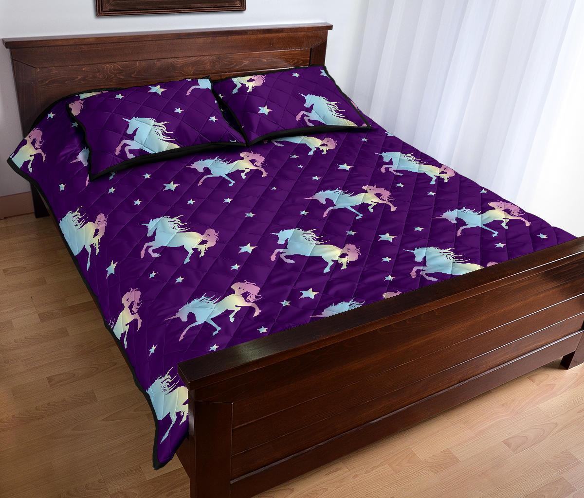Pattern Print Unicorn Bed Set Quilt-grizzshop
