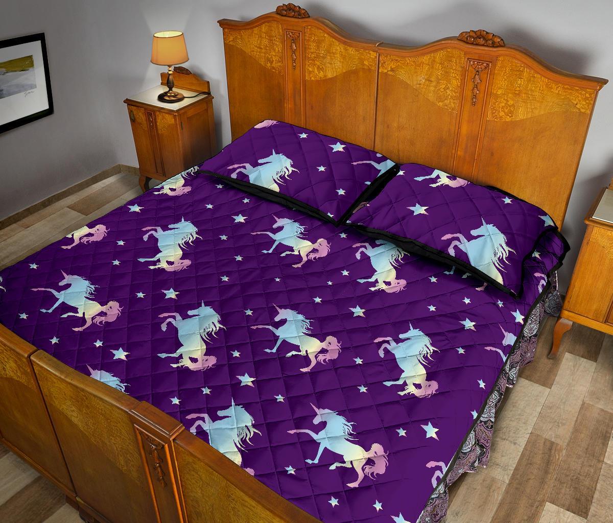 Pattern Print Unicorn Bed Set Quilt-grizzshop