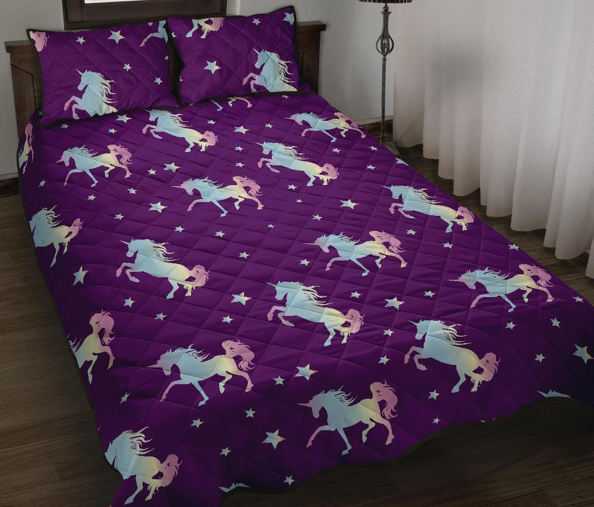 Pattern Print Unicorn Bed Set Quilt-grizzshop