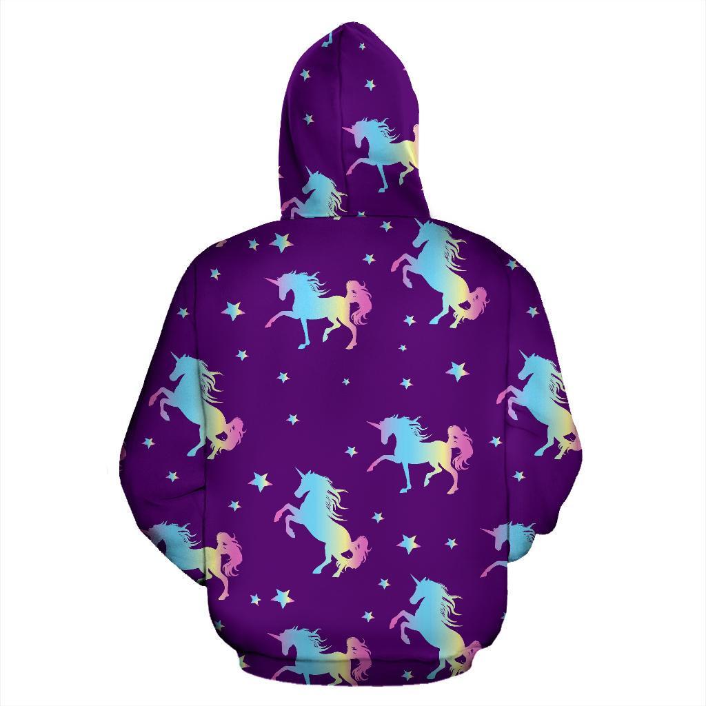 Pattern Print Unicorn Men Women Pullover Hoodie-grizzshop