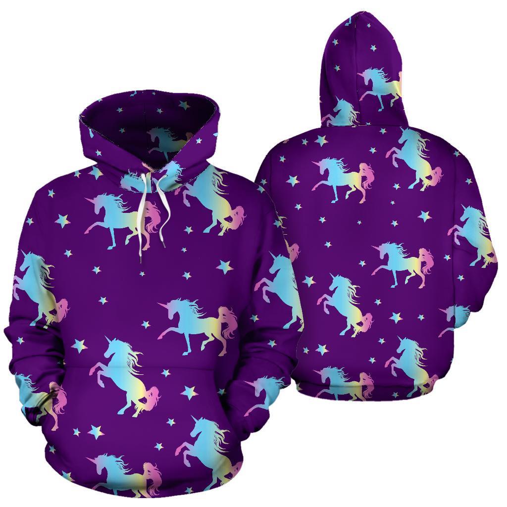 Pattern Print Unicorn Men Women Pullover Hoodie-grizzshop