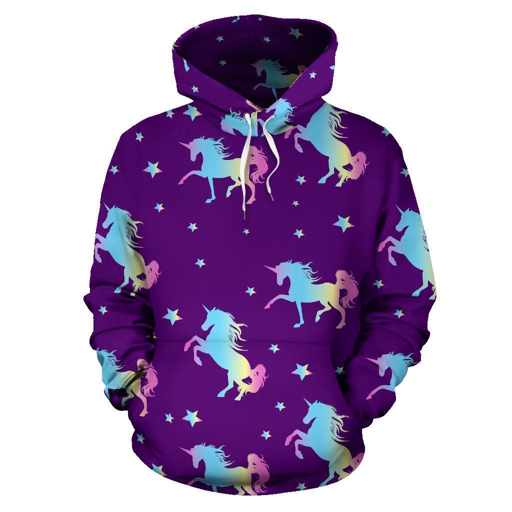 Pattern Print Unicorn Men Women Pullover Hoodie-grizzshop