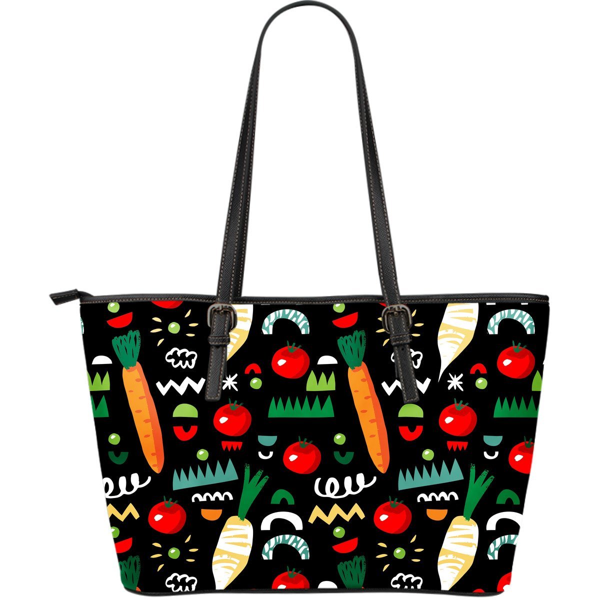 Pattern Print Vegan Leather Tote Bag-grizzshop