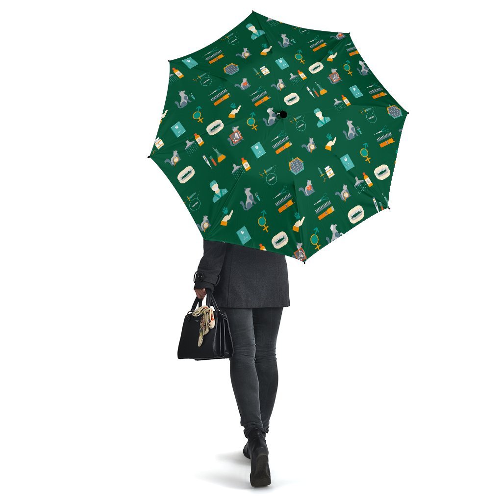 Pattern Print Veterianary Automatic Foldable Umbrella-grizzshop
