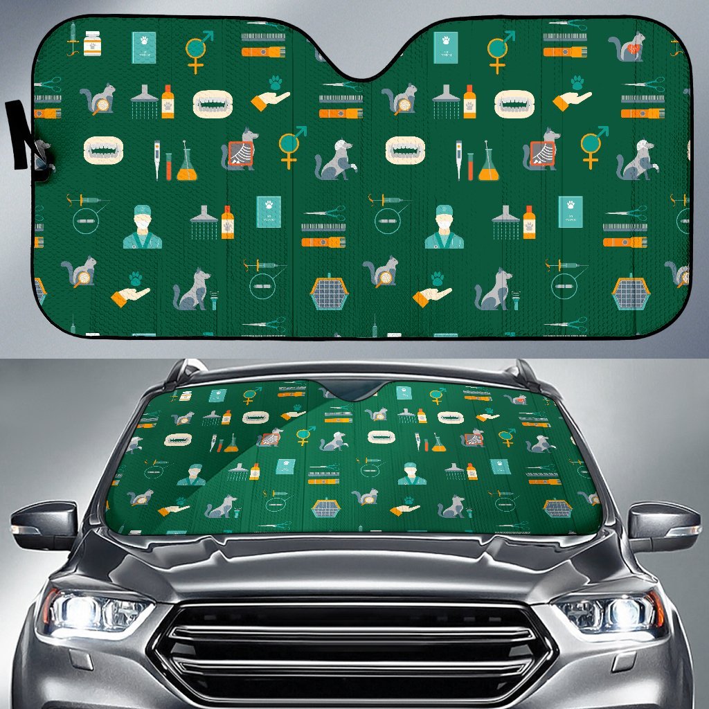 Pattern Print Veterianary Car Sun Shade-grizzshop