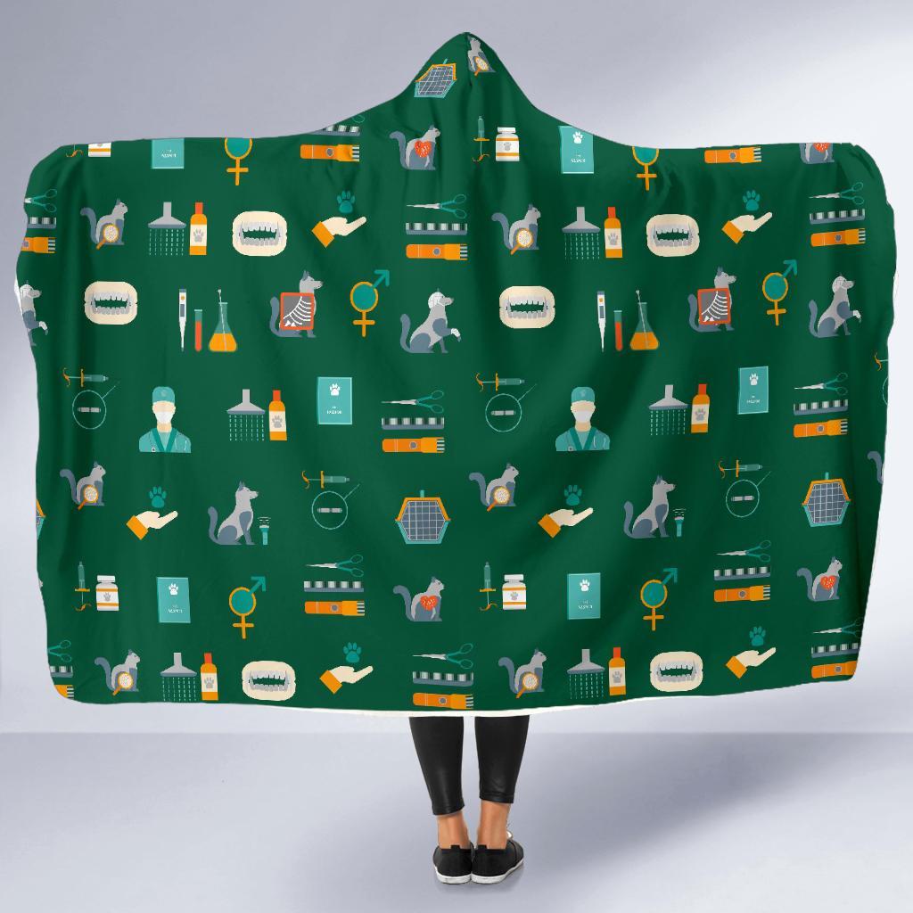 Pattern Print Veterianary Hooded Blanket-grizzshop