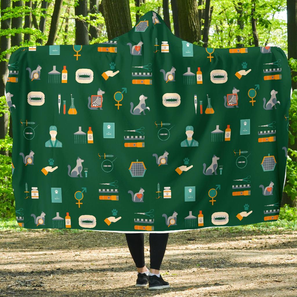 Pattern Print Veterianary Hooded Blanket-grizzshop
