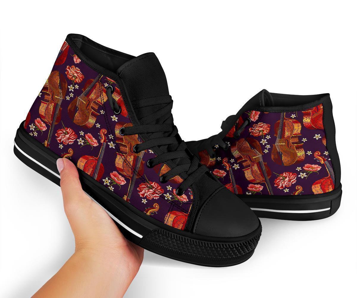 Pattern Print Violin Men Women's High Top Shoes-grizzshop
