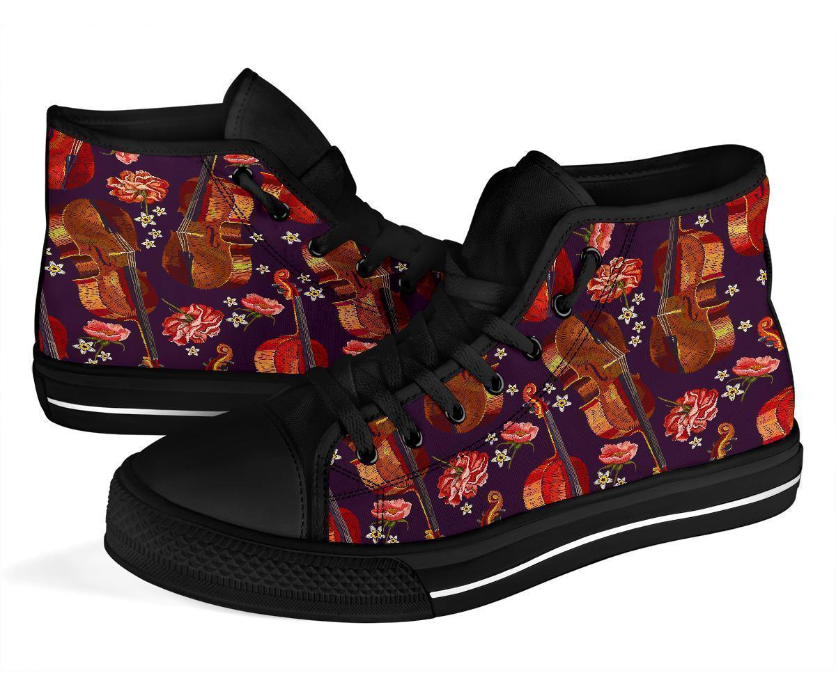 Pattern Print Violin Men Women's High Top Shoes-grizzshop