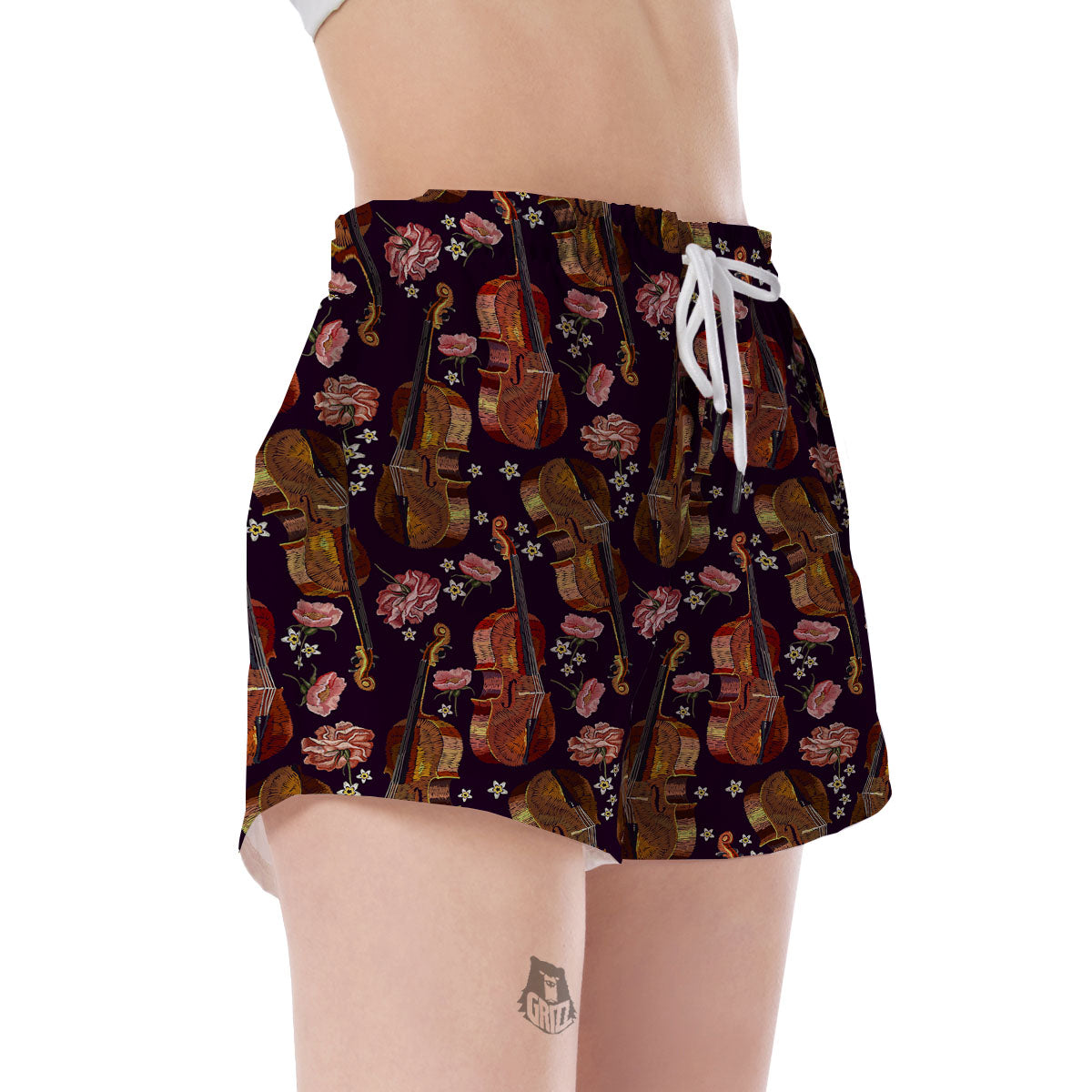 Pattern Print Violin Women's Shorts-grizzshop