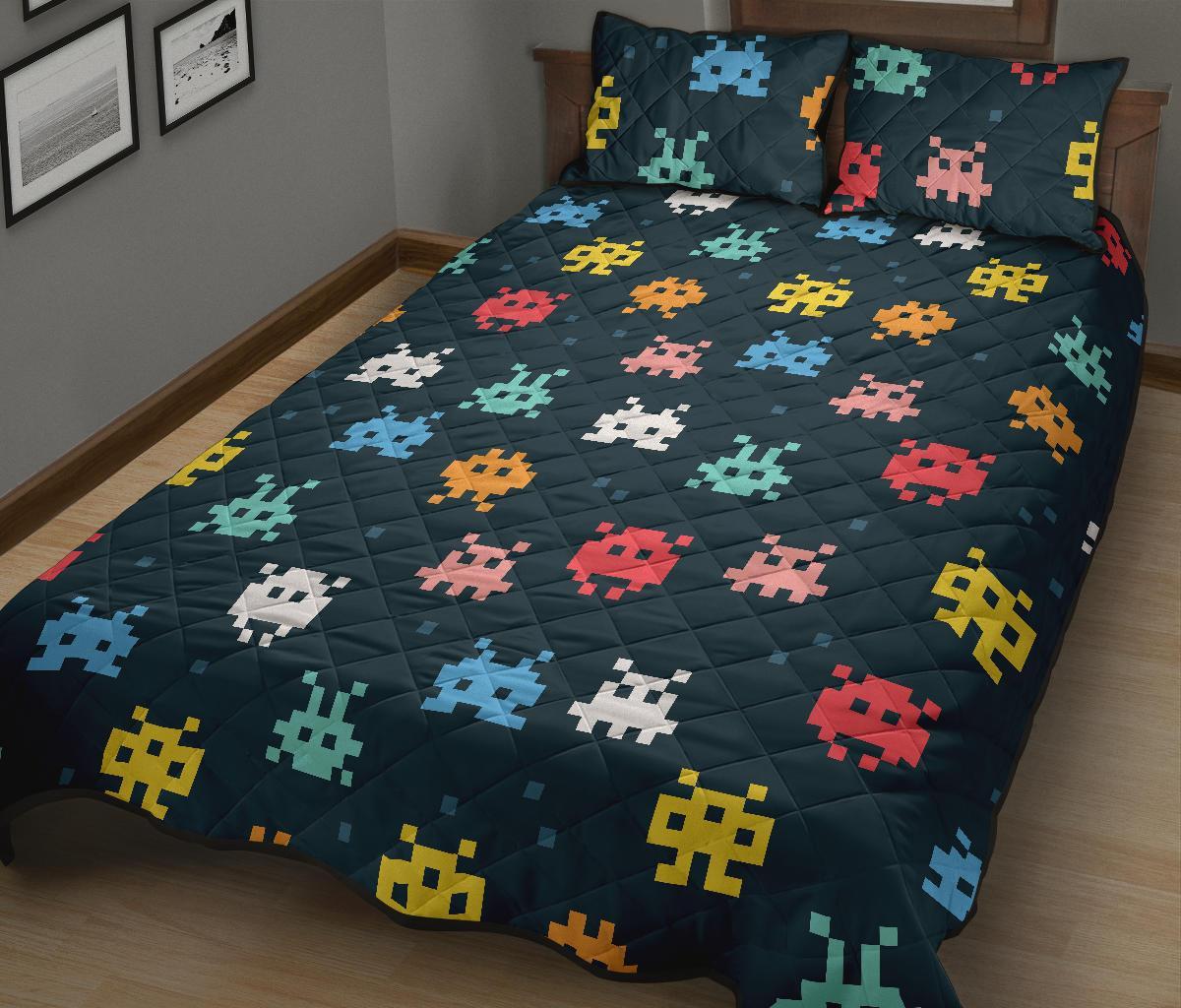Pattern Print Virus Bacteria Bed Set Quilt-grizzshop