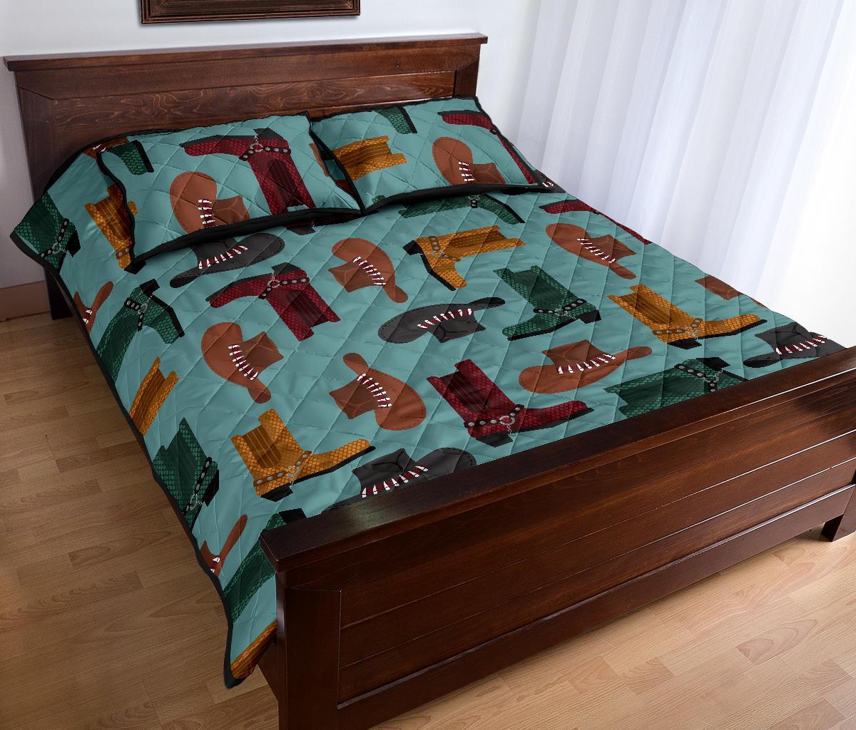 Pattern Print Western Cowboy Bed Set Quilt-grizzshop