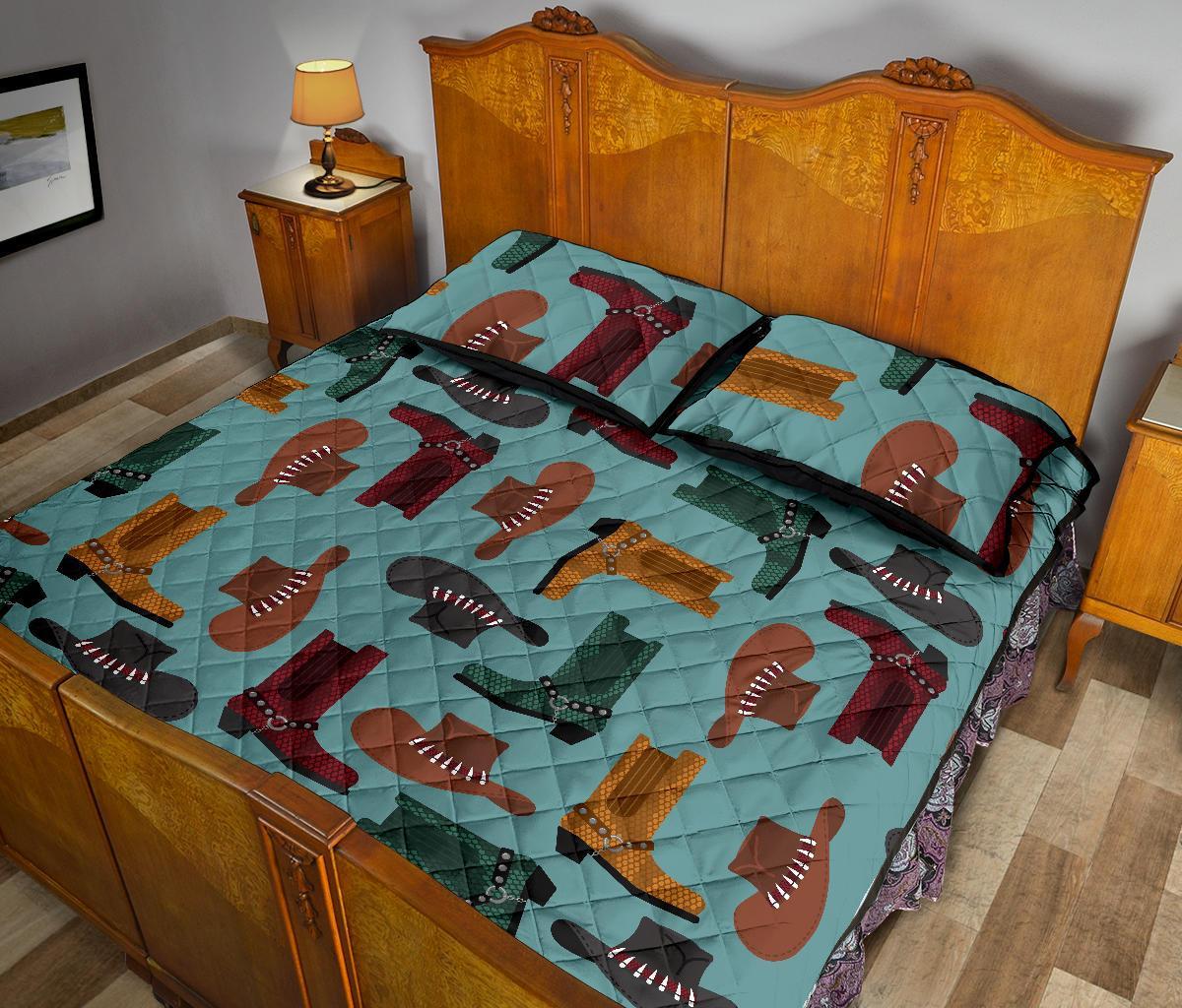 Pattern Print Western Cowboy Bed Set Quilt-grizzshop