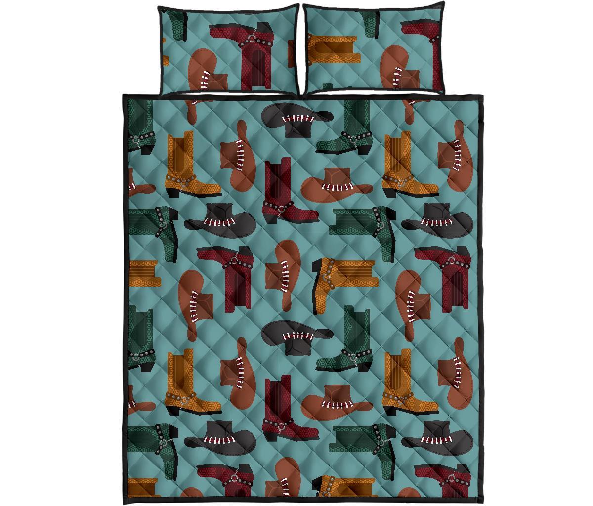 Pattern Print Western Cowboy Bed Set Quilt-grizzshop