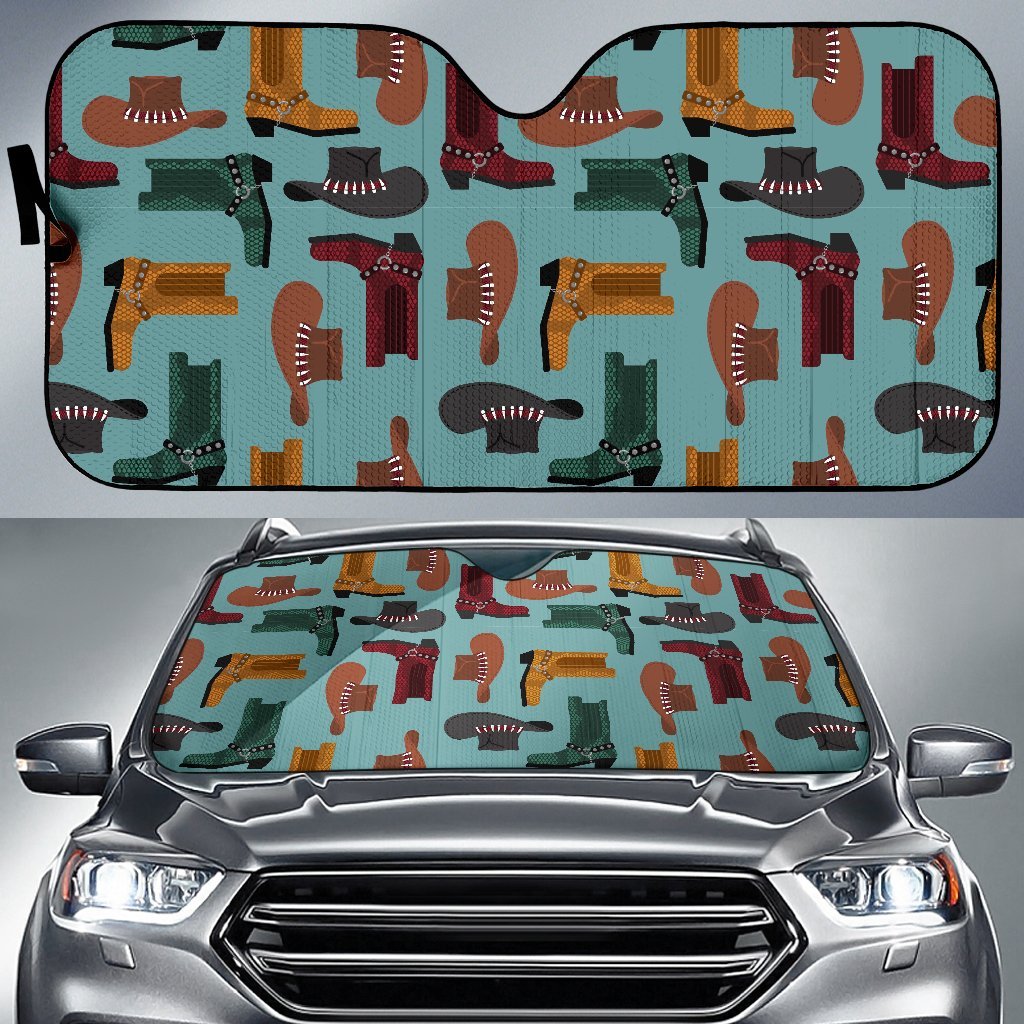 Pattern Print Western Cowboy Car Sun Shade-grizzshop