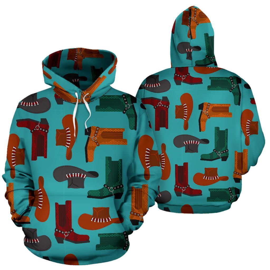 Pattern Print Western Cowboy Men Women Pullover Hoodie-grizzshop