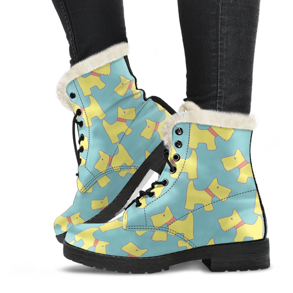 Pattern Print Westie Dog Comfy Winter Boots-grizzshop