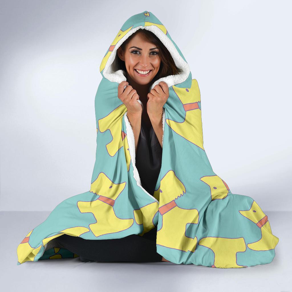 Pattern Print Westie Dog Hooded Blanket-grizzshop