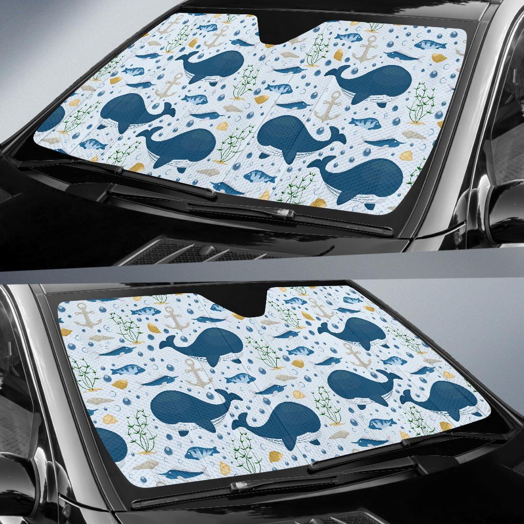Pattern Print Whale Humpback Car Sun Shade-grizzshop