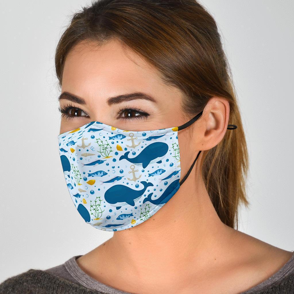 Pattern Print Whale Humpback Face Mask-grizzshop