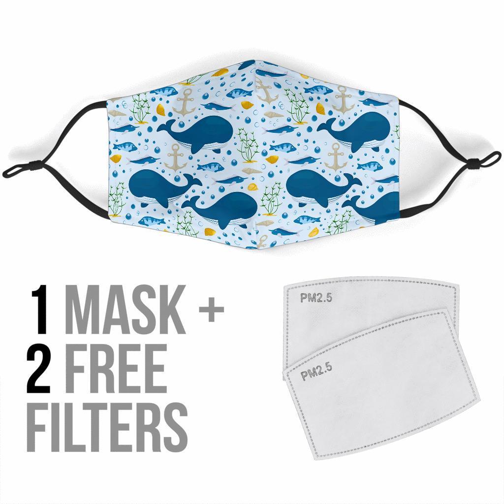Pattern Print Whale Humpback Face Mask-grizzshop