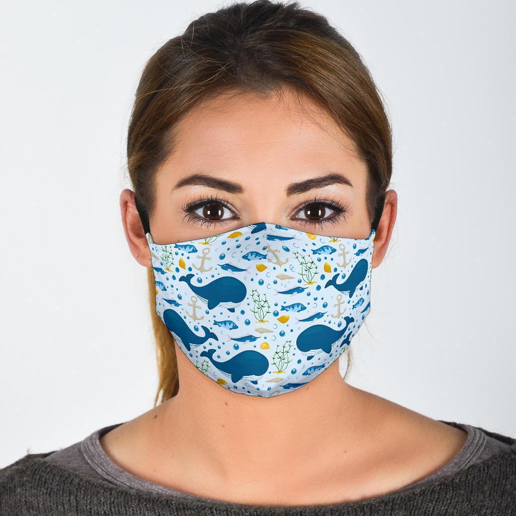 Pattern Print Whale Humpback Face Mask-grizzshop