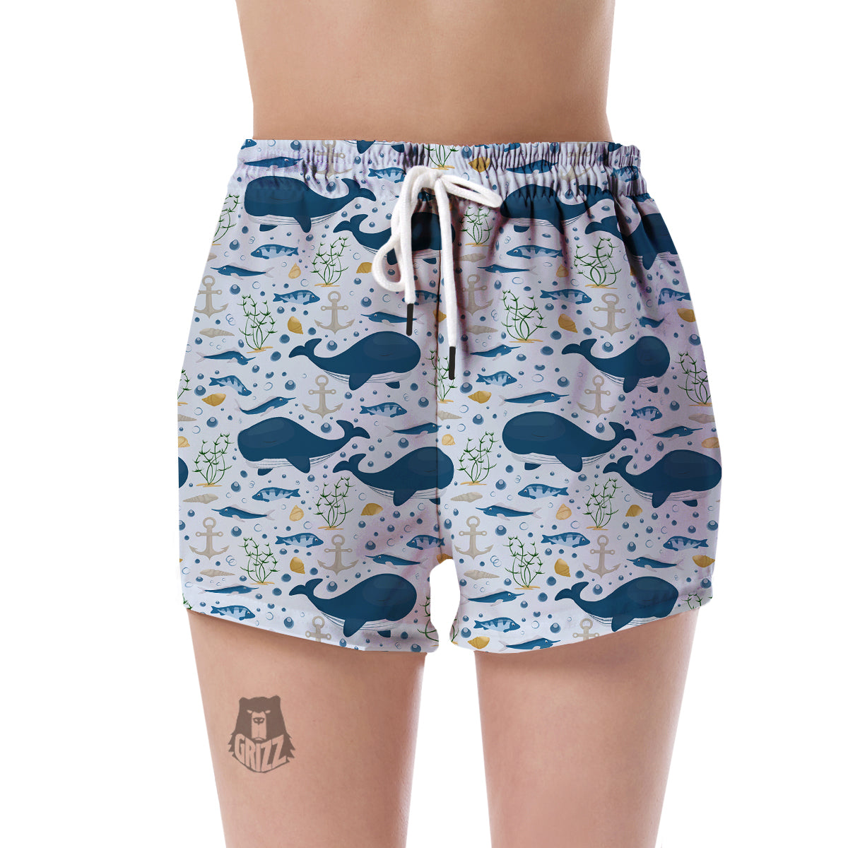 Pattern Print Whale Humpback Women's Shorts-grizzshop