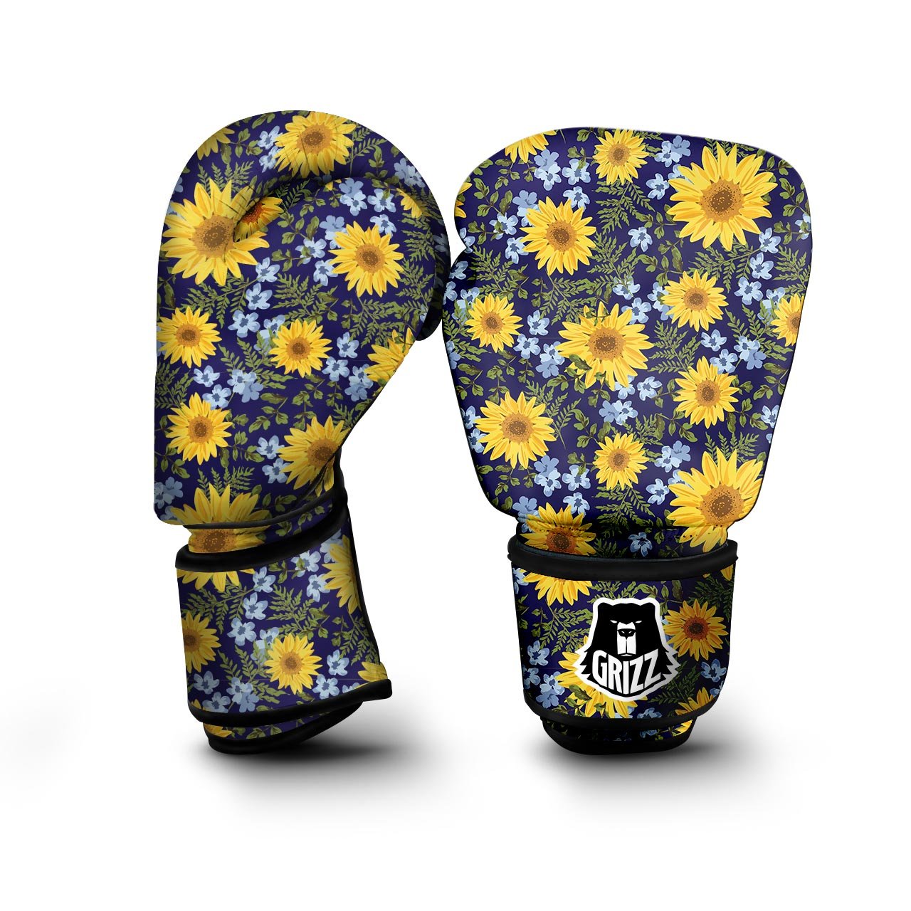 Pattern Sunflower Print Pattern Boxing Gloves-grizzshop