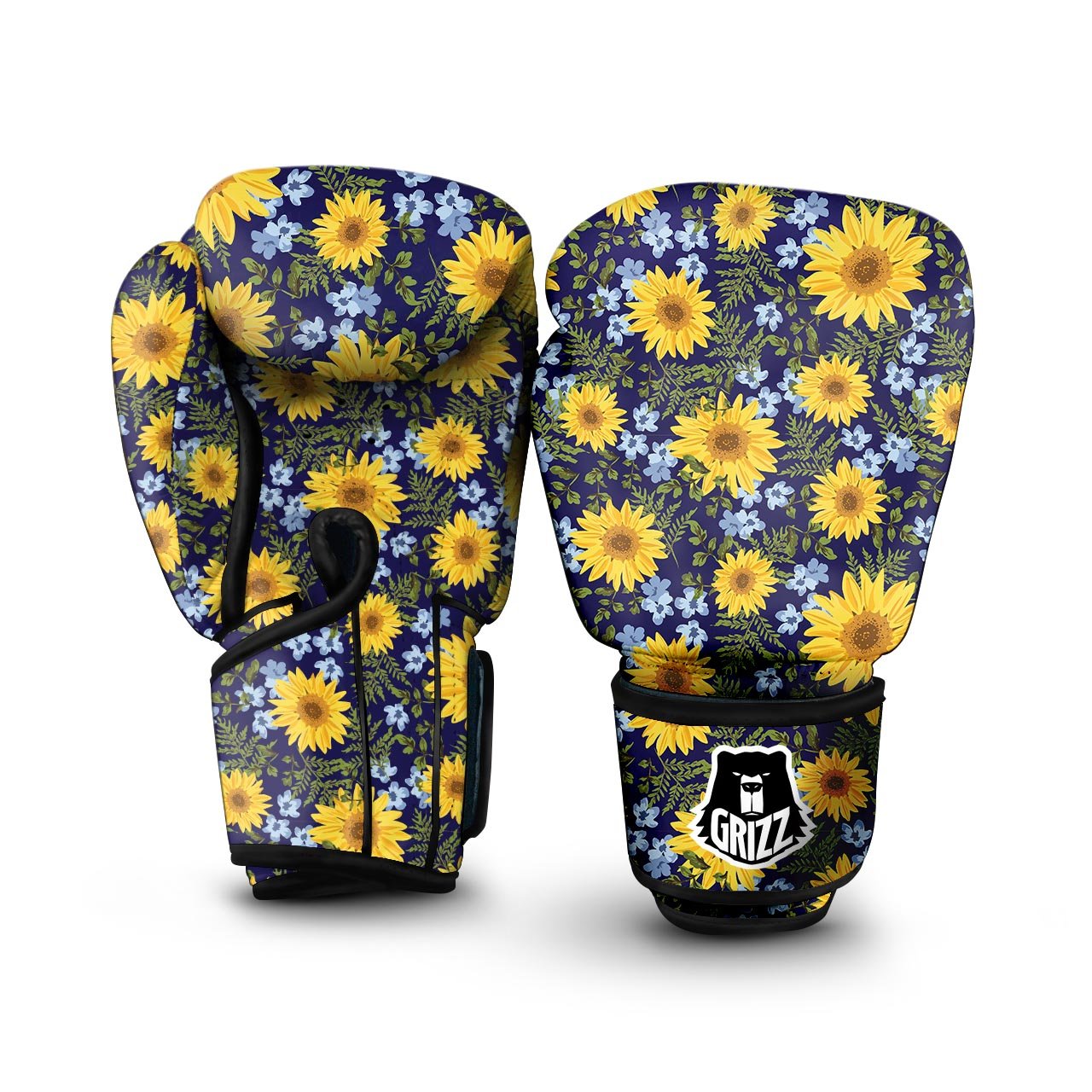 Pattern Sunflower Print Pattern Boxing Gloves-grizzshop
