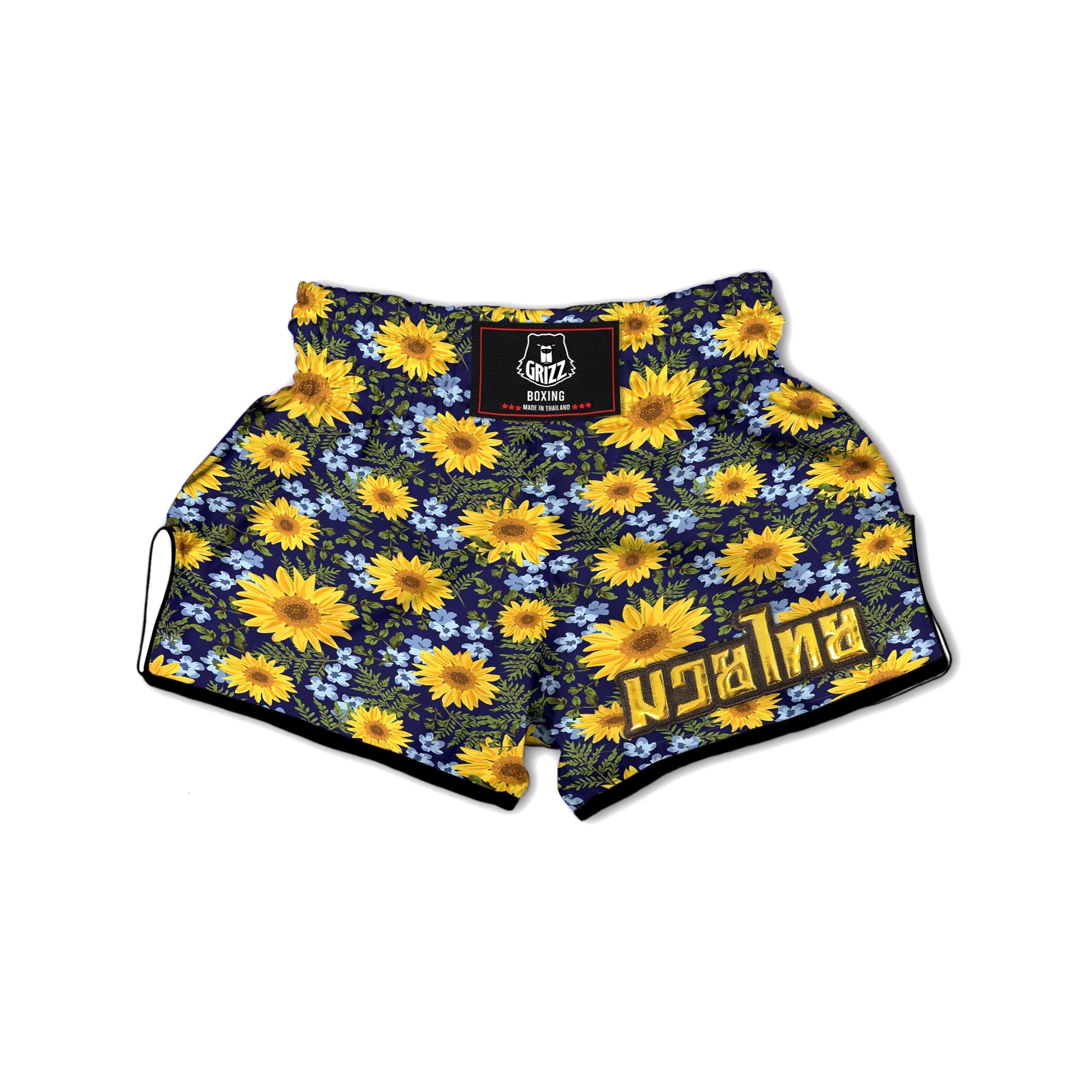 Pattern Sunflower Print Pattern Muay Thai Boxing Shorts-grizzshop