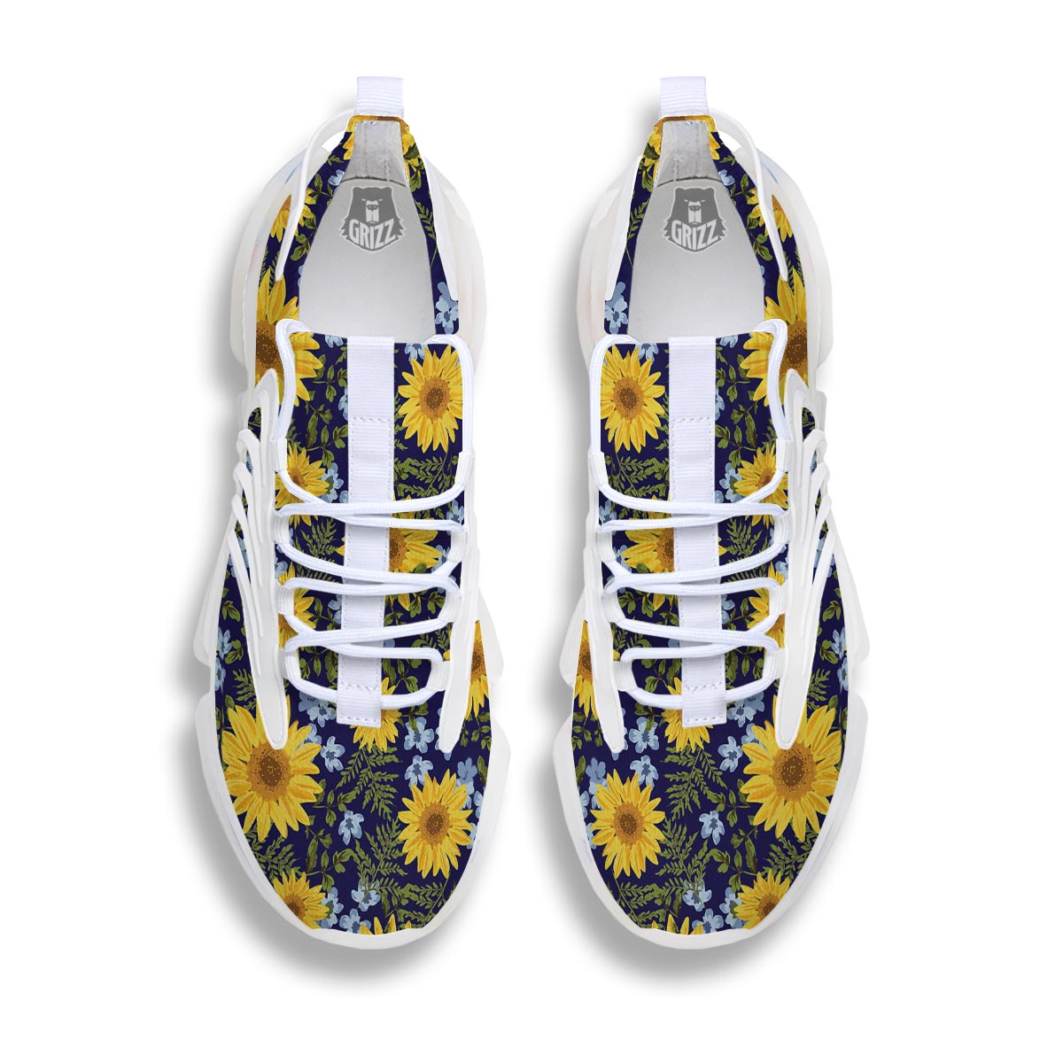 Pattern Sunflower Print Pattern White Gym Shoes-grizzshop