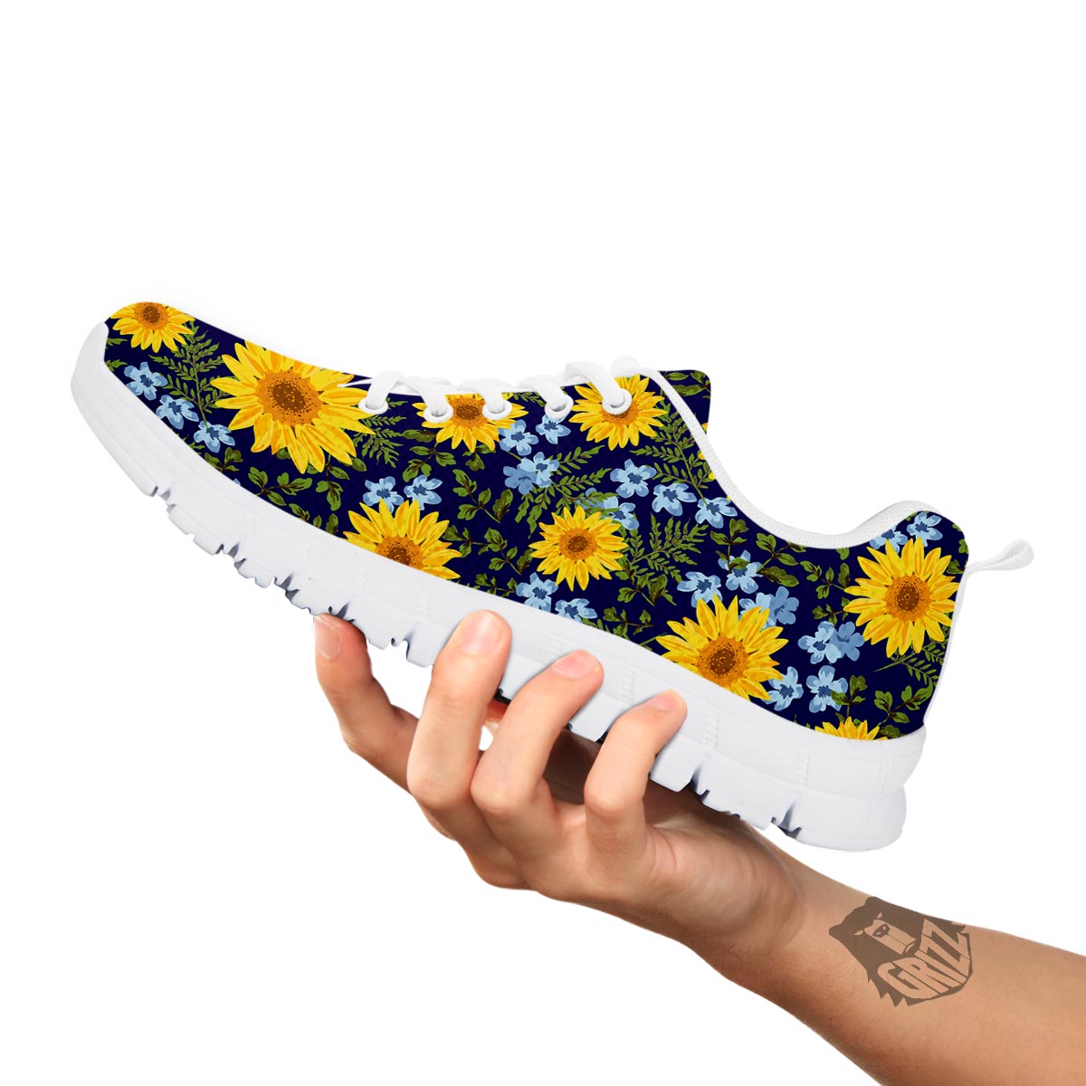 Pattern Sunflower Print Pattern White Sneaker-grizzshop