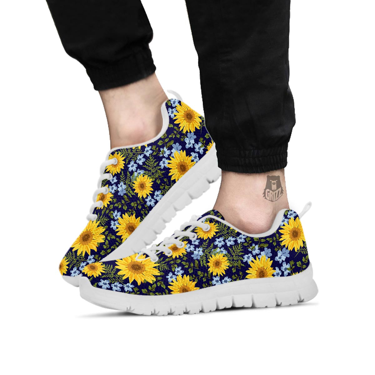 Pattern Sunflower Print Pattern White Sneaker-grizzshop