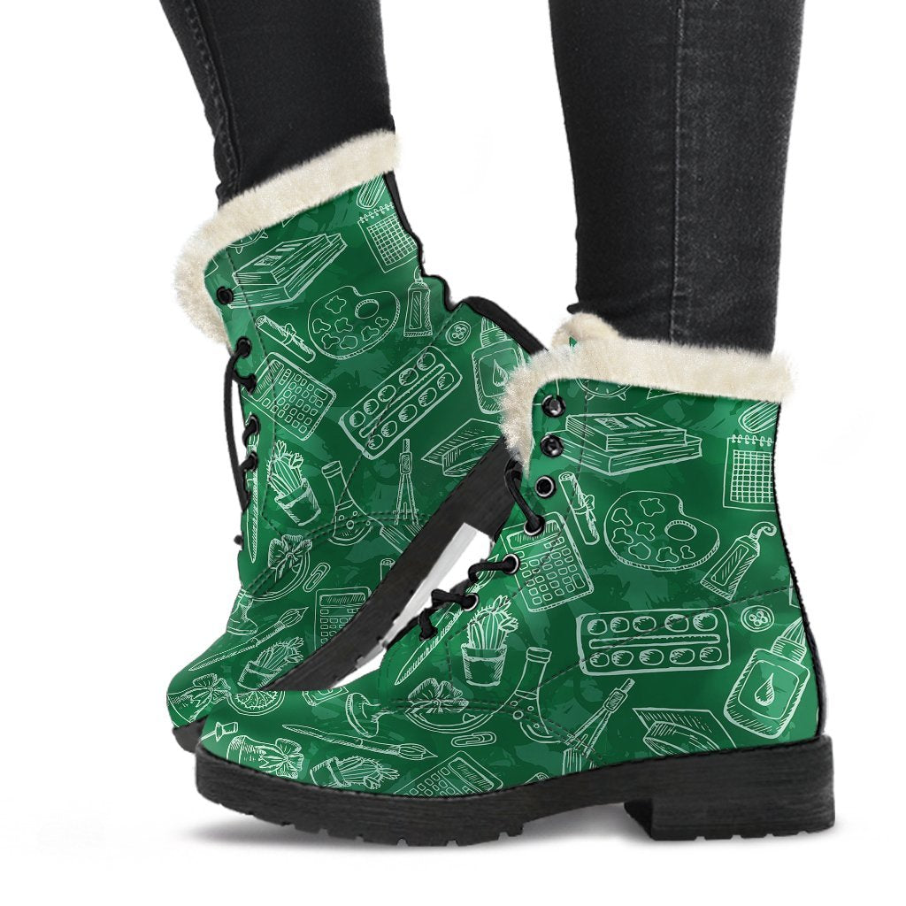 Pattern Teacher Print Comfy Winter Boots-grizzshop