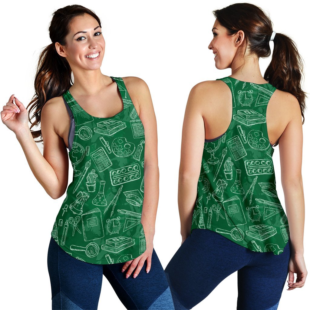 Pattern Teacher Print Women's Racerback Tank Tops-grizzshop