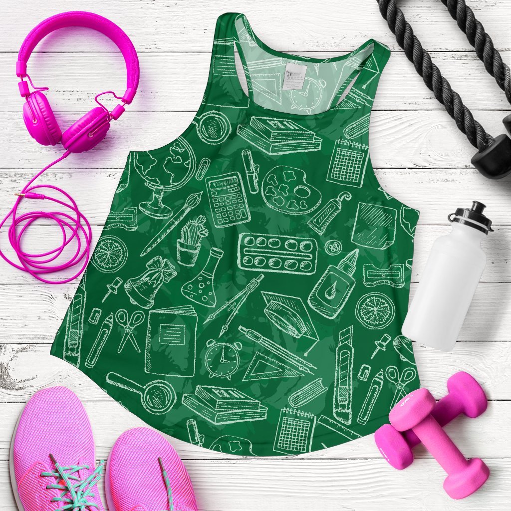 Pattern Teacher Print Women's Racerback Tank Tops-grizzshop