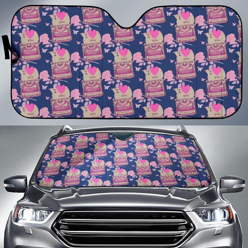 Pattern Typewriter Print Car Sun Shade-grizzshop