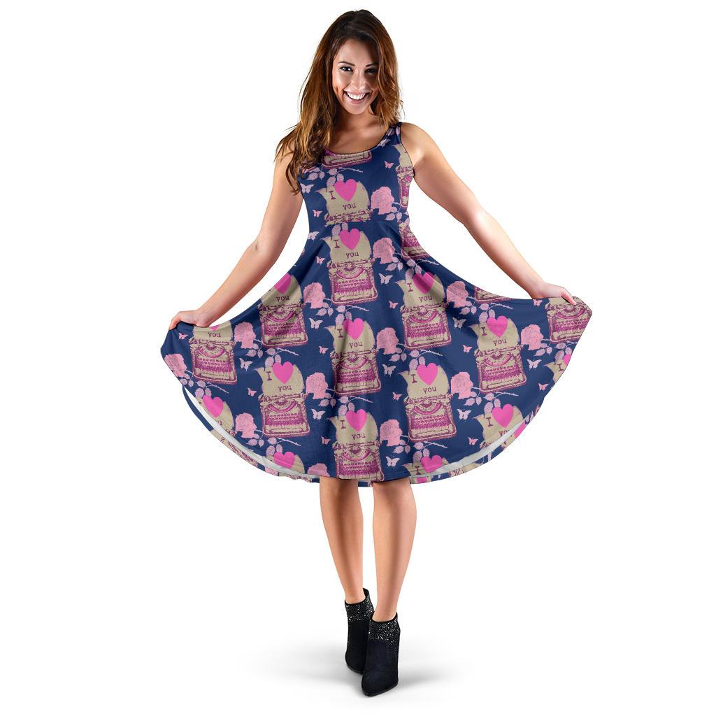 Pattern Typewriter Print Dress-grizzshop