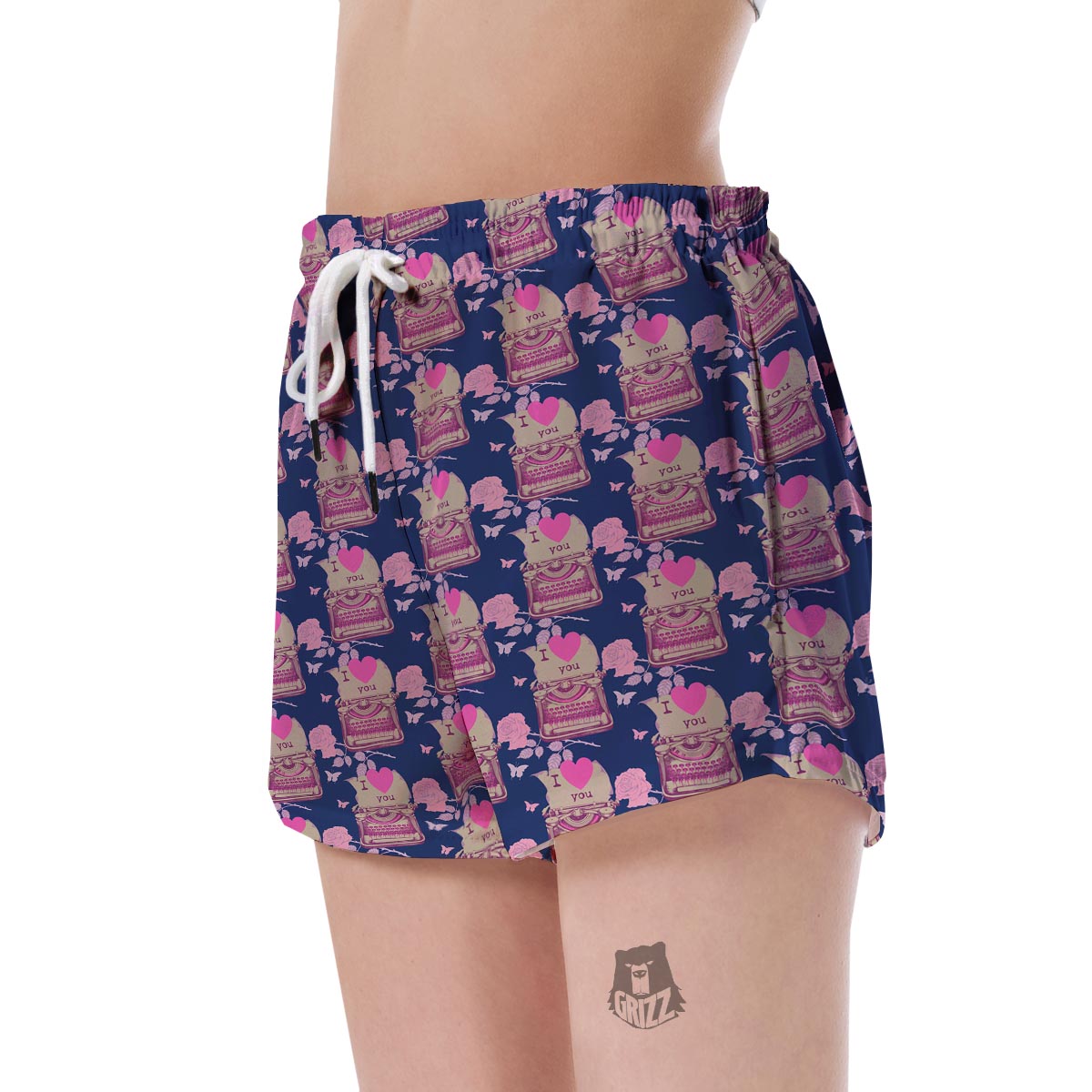 Pattern Typewriter Print Women's Shorts-grizzshop